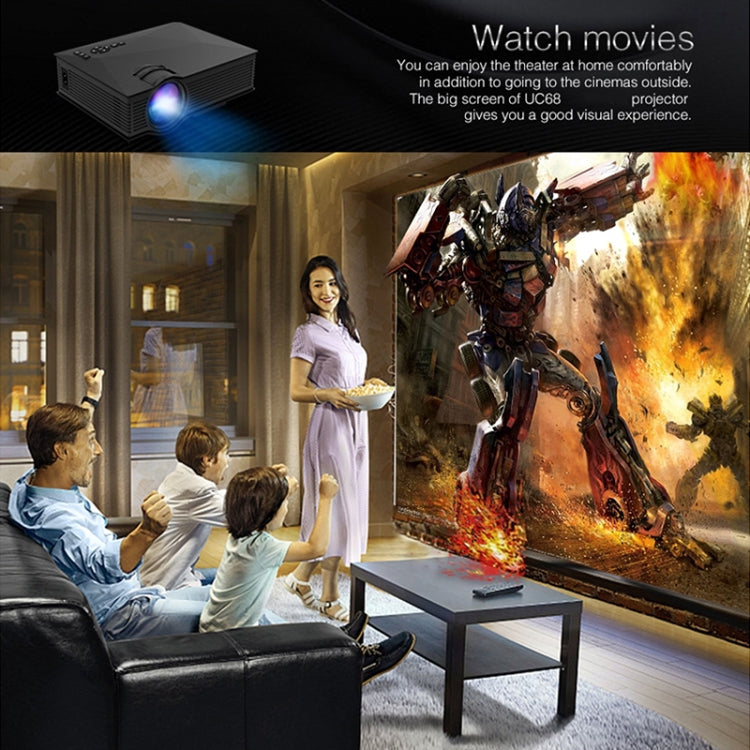 UC68 80ANSI 800x400 Home Theater Multimedia HD 1080P LED Projector, Support USB/SD/HDMI/VGA/IR, UC68 800x400