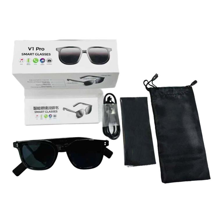 V1 Pro Smart Glasses Support Bluetooth Calling/Music Control/Camera Remote/Voice Assistant, 2×150mAh Battery For Work & Travel, V1 Pro