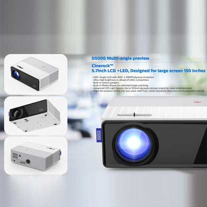 VIVIBRIGHT D5000 1920x1080P 420ANSI 6000Lumens LCD + LED HD Digital Projector, Basic Version, US Plug, UK Plug