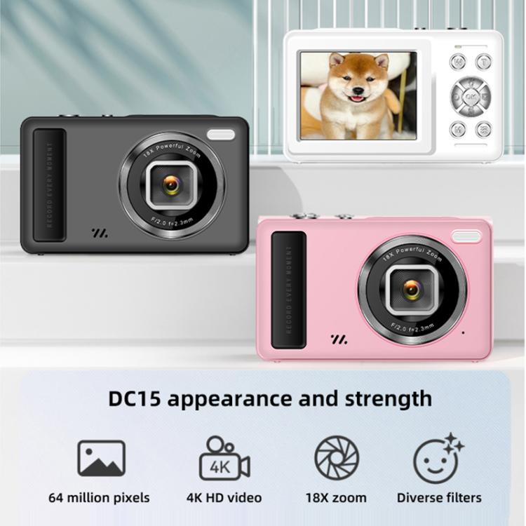 DC15 2.4 inch 18X Digital Zoom Camera 4K HD Video 64MP Shooting
