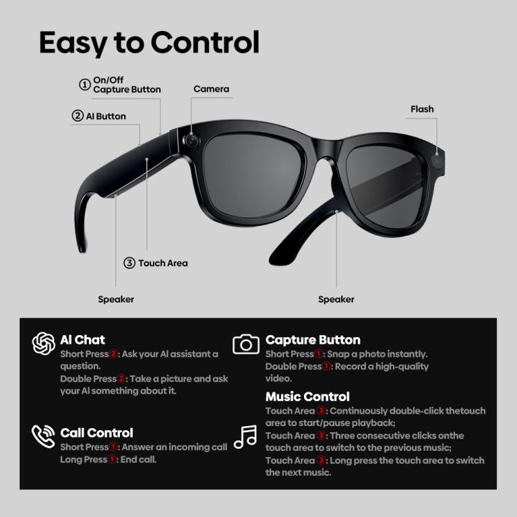 Zeblaze Eyewear AI Shooting Glasses Open-ear Audio AI Assistance