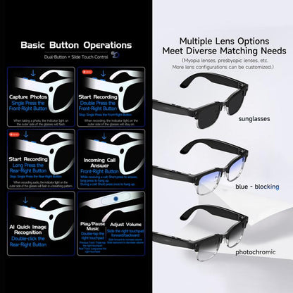 W630 800W WiFi4 AI Photo Recognition Smart Translation Bluetooth Call Glasses