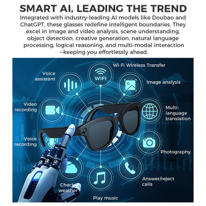 M01S 5MP Smart AI Camera Glasses Supports Voice Calls, Video Recording, WiFi Transmission