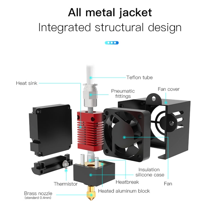 Creality 24V 40W Extruder Full Nozzle Hot End Kit with Nozzle Extruder+Cooling Fan+Shell for Ender-3 3D Printer