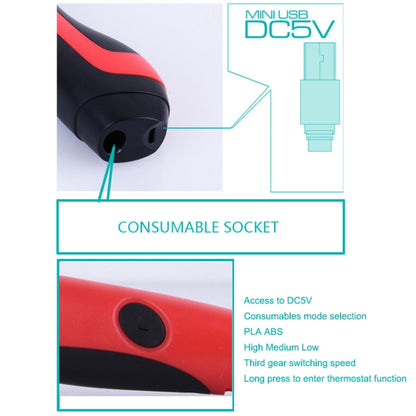 Gen 6th ABS / PLA Filament Kids DIY Drawing 3D Printing Pen with LCD Display(Blue+Black), EPR5210L, EPR5210R, EPR5210W, EPR5210Y