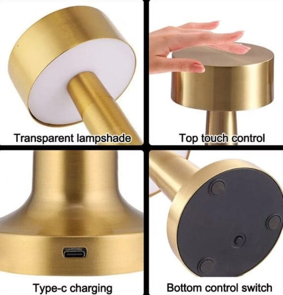 RECHARGEABLE Dumbbell-shaped LED Table Lamp Touch 3 Colour Modes 6000K