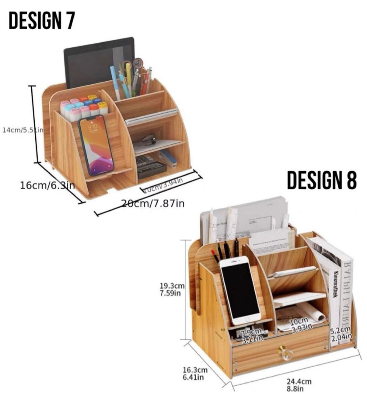 Multi-functional Wooden Desktop Organizer  - Design 7 and 8