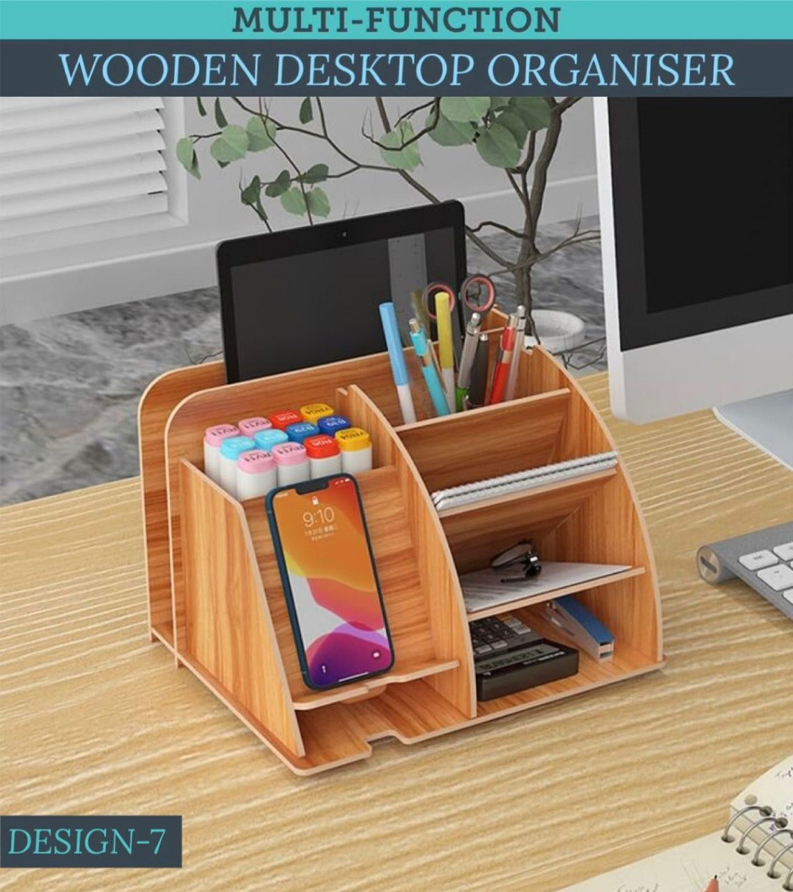 Multi-functional Wooden Desktop Organizer  - Design 7 and 8