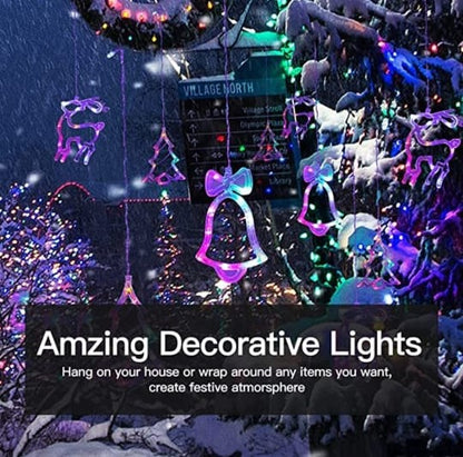 Christmas Santa 10 Ornaments Curtain Fairy String Lights RGB