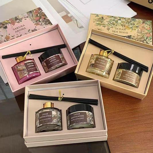 Essential Oil Scented Candle and Diffuser Set - in Gift Box