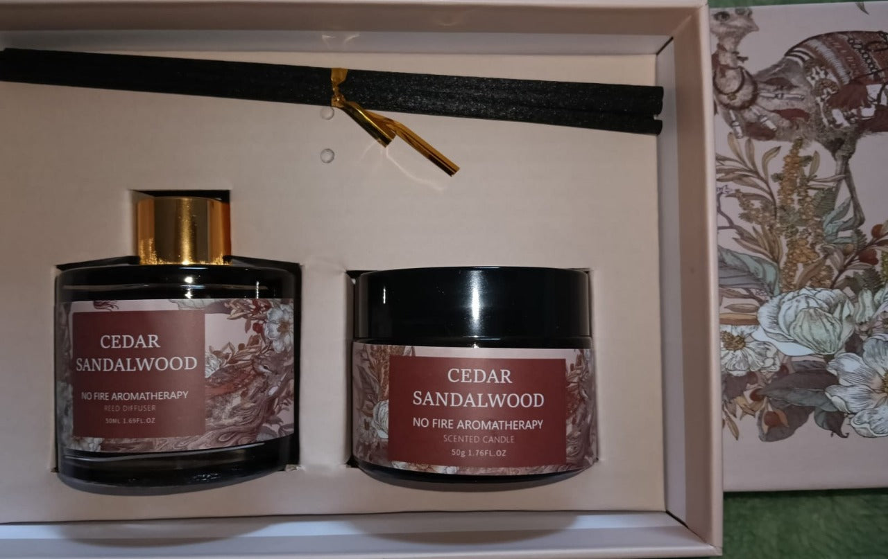 Essential Oil Scented Candle and Diffuser Set - in Gift Box