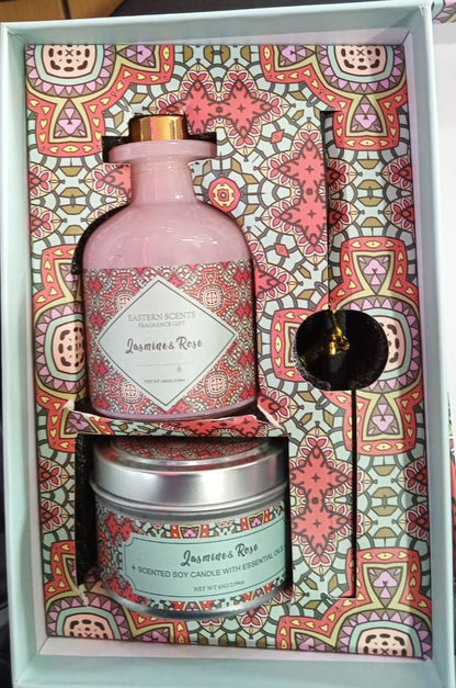 Eastern Scents Essential Oil Scented Candle and Diffuser Set – in a Gift Box