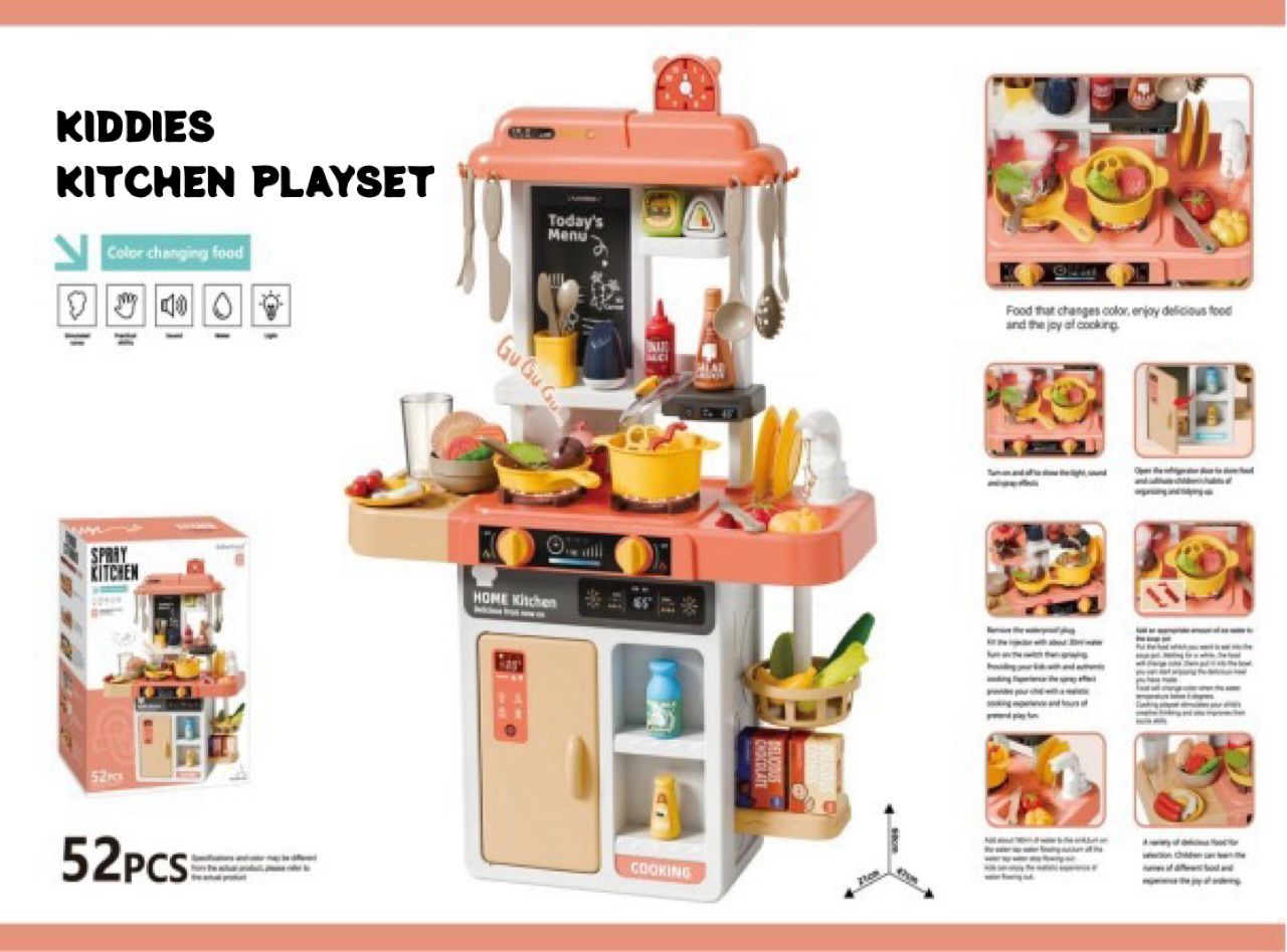 Kiddies Kitchen Playset 52 Piece Accessories