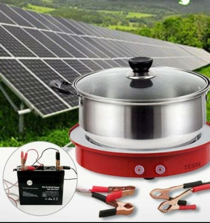 Single Plate Stove with Battery Leads - 12V 450W