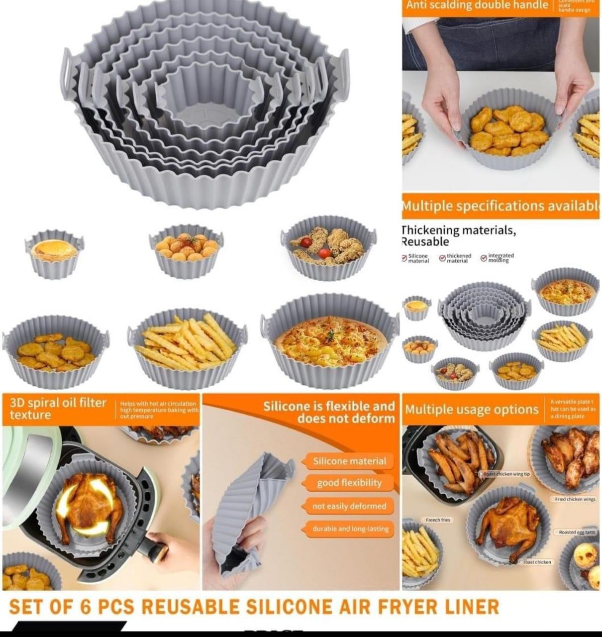 Reusable - 6 Piece Air Fryer Liner Set