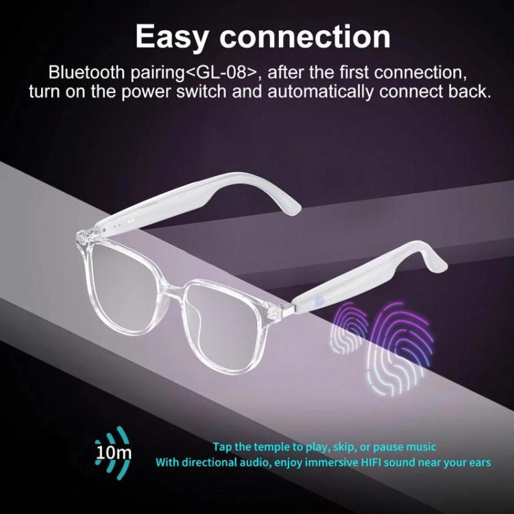 GL08 Smart Glasses, Support Touch Control / Built-in Call Microphone / Open Style Audio Experience