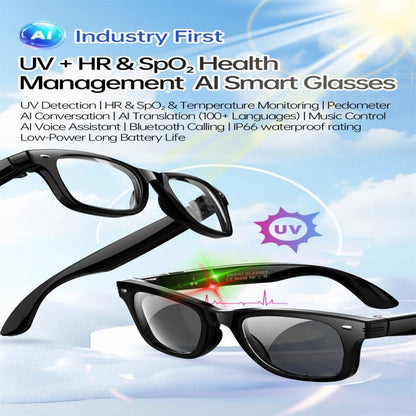 W300 Smart Glasses, Support UV Ultraviolet Detection / AI Intelligent Translation / Bluetooth Calling