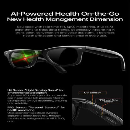 W300 Smart Glasses, Support UV Ultraviolet Detection / AI Intelligent Translation / Bluetooth Calling