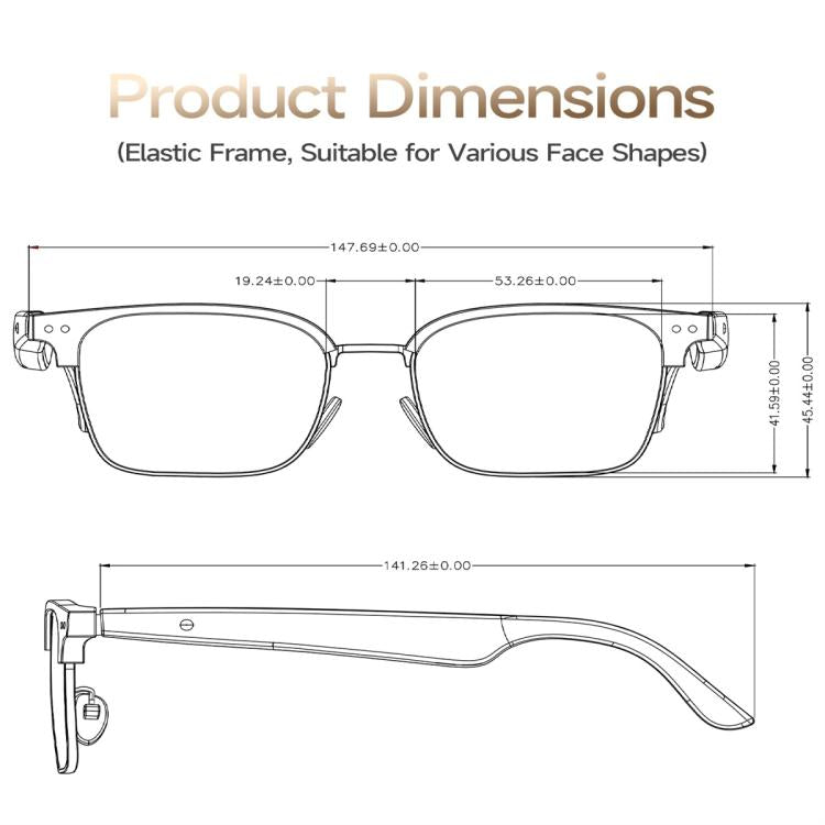 W100D Smart Glasses, Support AI Intelligent Translation / AI Conversation / BT Calling