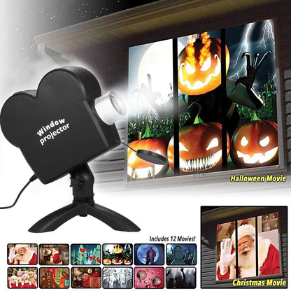 Christmas Halloween Laser Projector Mini Window Home Theater Projector, US Plug, UK Plug, EU Plug, AU Plug