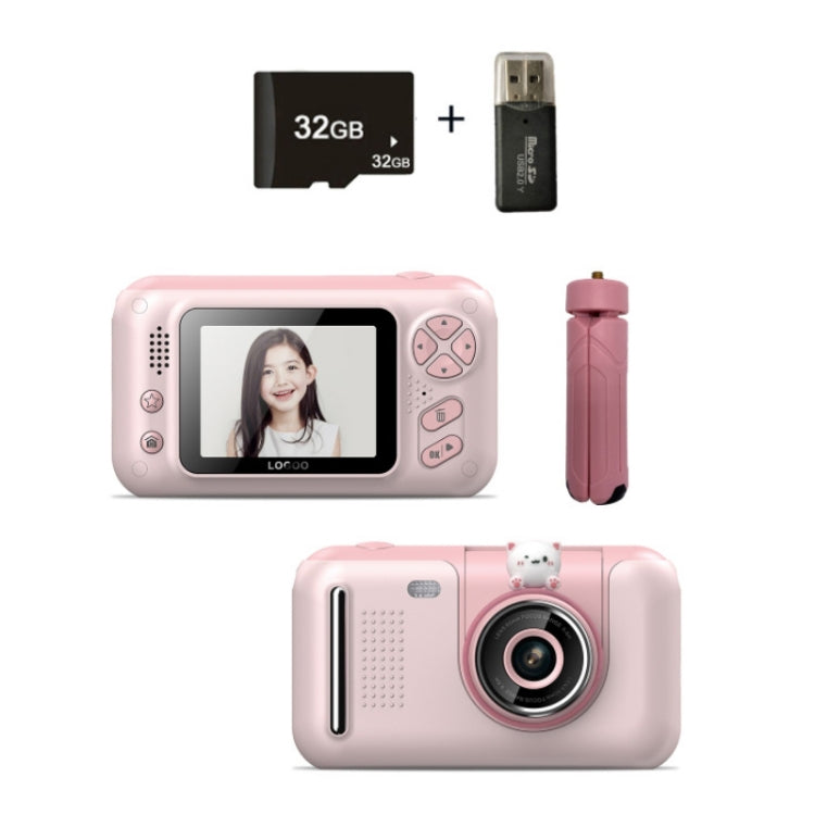 2.4 Inch Children HD Reversible Photo SLR Camera, Pink, Yellow Blue, Pink With Bracket, Yellow Blue With Bracket, Pink + 8G Memory Card + Card Reader, Pink + 16G Memory Card + Card Reader, Pink + 32G Memory Card + Card Reader���������������������������...