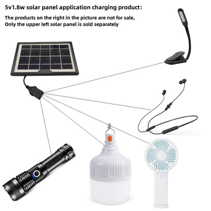 Small Table Lamp Flashlight With USB Female Head 5V/1.8W Solar Panel, Solar Panel