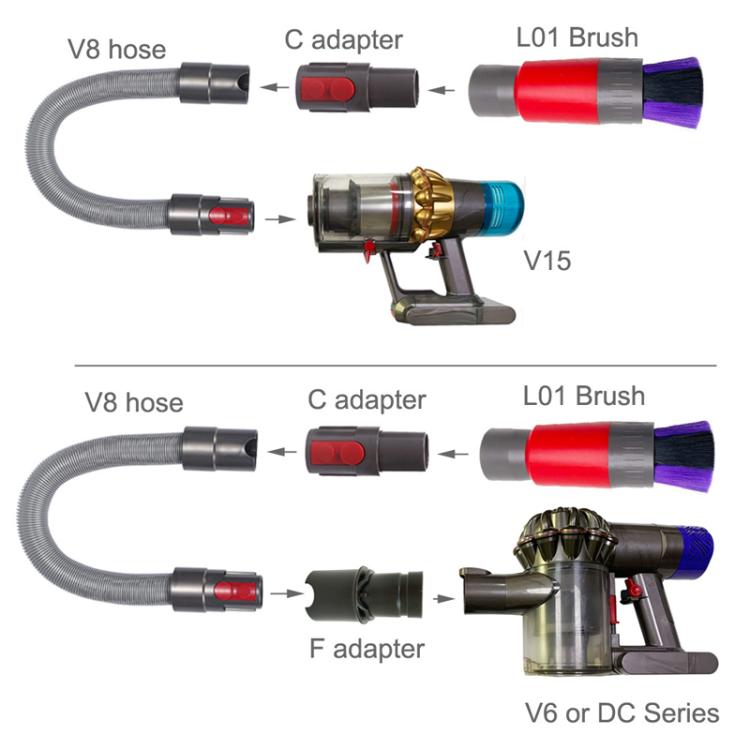 Vacuum Cleaner Dusting Streak Free Soft Brush Replacement Accessory Set, 32mm Soft Brush, 32mm Soft Brush+Connector For Dyson V8, 32mm Soft Brush+DC Connector, 32mm Soft Brush+35mm Connector, 32mm Soft Brush+Connector For Shark