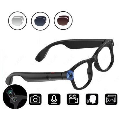 AIMB-G1 Smart Glasses with 5MP Camera & Real-Time AI Translation 1080P Stabilized Video, 3 Lens Kit, AIMB-G1