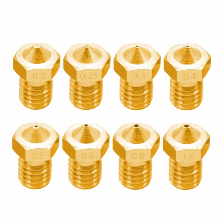 8 PCS Bugatti 3D Printer Accessories E3D-V5 V6 Nozzle M6 Thread Consumables Hot Nozzle, 1.75/0.2mm, 1.75/0.25mm, 1.75/0.3mm, 1.75/0.35mm, 1.75/0.4mm, 1.75/0.5mm, 1.75/0.6mm, 1.75/0.8mm, 1.75/1.0mm, 3/0.2mm, 3/0.3mm, 3/0.4mm, 3/0.5mm, 3/0.6mm, 3/0.8mm  ...