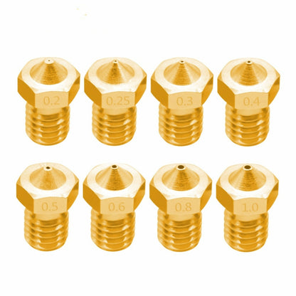 8 PCS Bugatti 3D Printer Accessories E3D-V5 V6 Nozzle M6 Thread Consumables Hot Nozzle, 1.75/0.2mm, 1.75/0.25mm, 1.75/0.3mm, 1.75/0.35mm, 1.75/0.4mm, 1.75/0.5mm, 1.75/0.6mm, 1.75/0.8mm, 1.75/1.0mm, 3/0.2mm, 3/0.3mm, 3/0.4mm, 3/0.5mm, 3/0.6mm, 3/0.8mm  ...