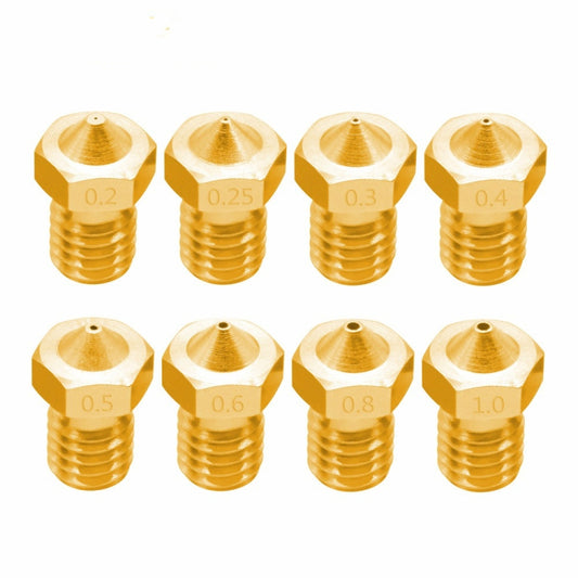 8 PCS Bugatti 3D Printer Accessories E3D-V5 V6 Nozzle M6 Thread Consumables Hot Nozzle, 1.75/0.2mm, 1.75/0.25mm, 1.75/0.3mm, 1.75/0.35mm, 1.75/0.4mm, 1.75/0.5mm, 1.75/0.6mm, 1.75/0.8mm, 1.75/1.0mm, 3/0.2mm, 3/0.3mm, 3/0.4mm, 3/0.5mm, 3/0.6mm, 3/0.8mm  ...