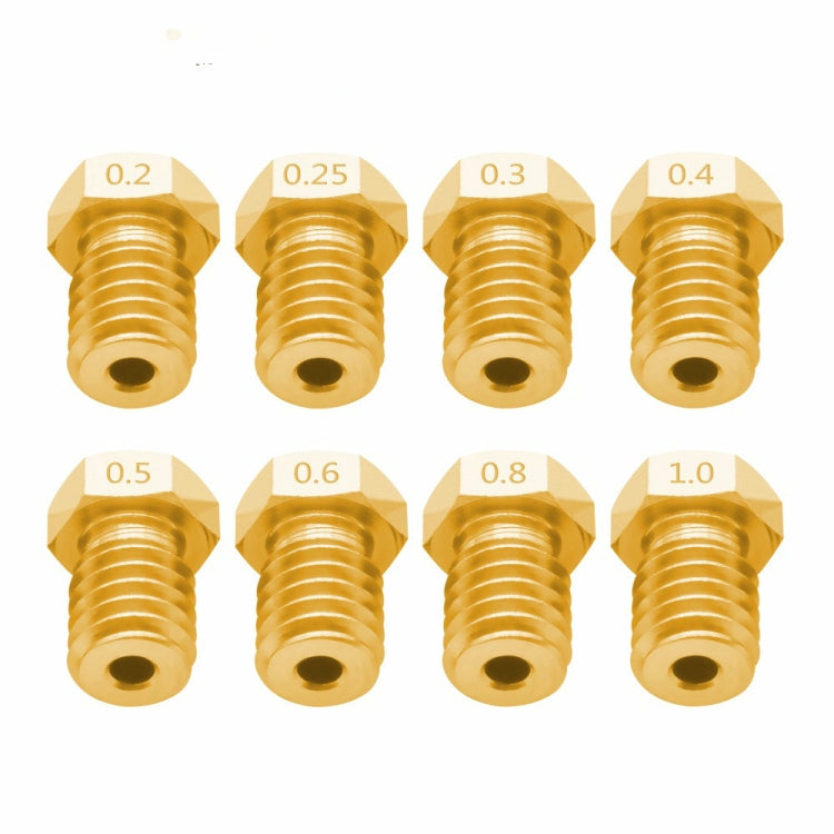 8 PCS Bugatti 3D Printer Accessories E3D-V5 V6 Nozzle M6 Thread Consumables Hot Nozzle, 1.75/0.2mm, 1.75/0.25mm, 1.75/0.3mm, 1.75/0.35mm, 1.75/0.4mm, 1.75/0.5mm, 1.75/0.6mm, 1.75/0.8mm, 1.75/1.0mm, 3/0.2mm, 3/0.3mm, 3/0.4mm, 3/0.5mm, 3/0.6mm, 3/0.8mm  ...