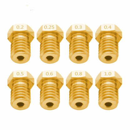 8 PCS Bugatti 3D Printer Accessories E3D-V5 V6 Nozzle M6 Thread Consumables Hot Nozzle, 1.75/0.2mm, 1.75/0.25mm, 1.75/0.3mm, 1.75/0.35mm, 1.75/0.4mm, 1.75/0.5mm, 1.75/0.6mm, 1.75/0.8mm, 1.75/1.0mm, 3/0.2mm, 3/0.3mm, 3/0.4mm, 3/0.5mm, 3/0.6mm, 3/0.8mm  ...