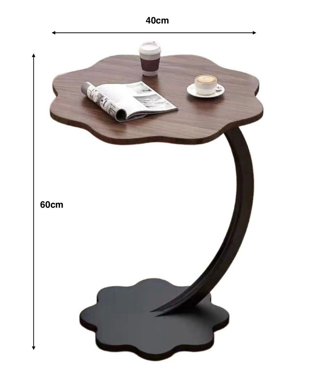 C-shaped Couch Side Table Flower Design
