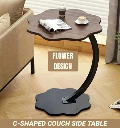 C-shaped Couch Side Table Flower Design